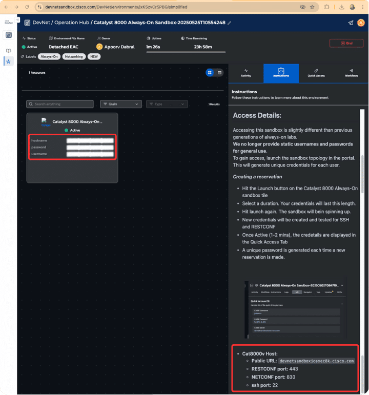 Conceptual Diagram of User Accessing DevNet Sandbox Device
