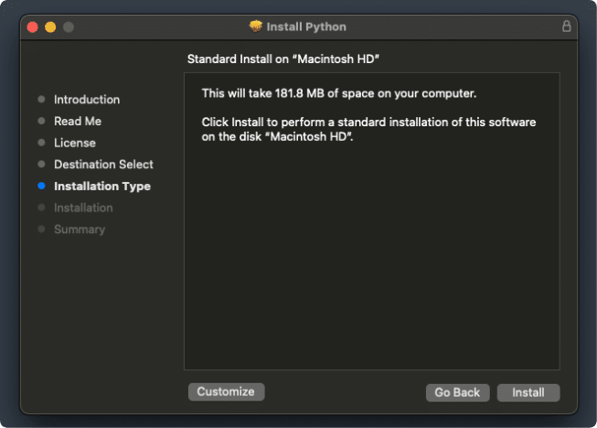 Python Installer - Installation Type
