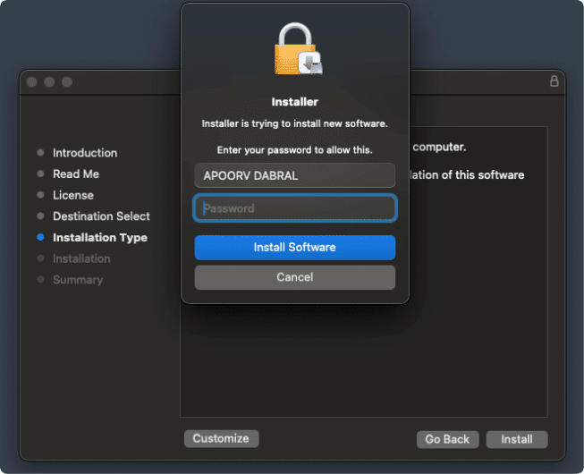 Python Installer - Authentication Password Prompt